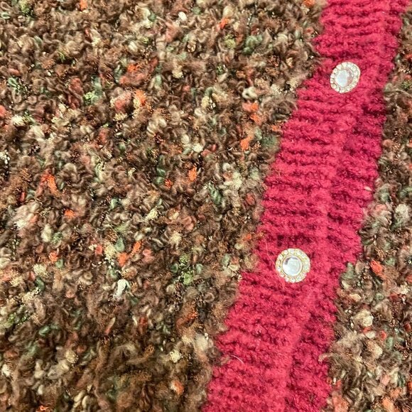 Hand Knitted Vintage Wool Vest Brown Red - Picture 10 of 14